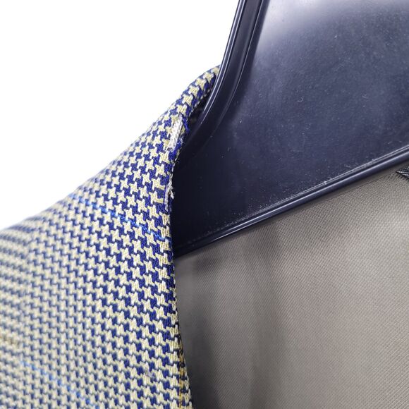 Canali Wool Blazer Mens Brown Houndstooth Italian 2 Button Single Breasted - Picture 3 of 15